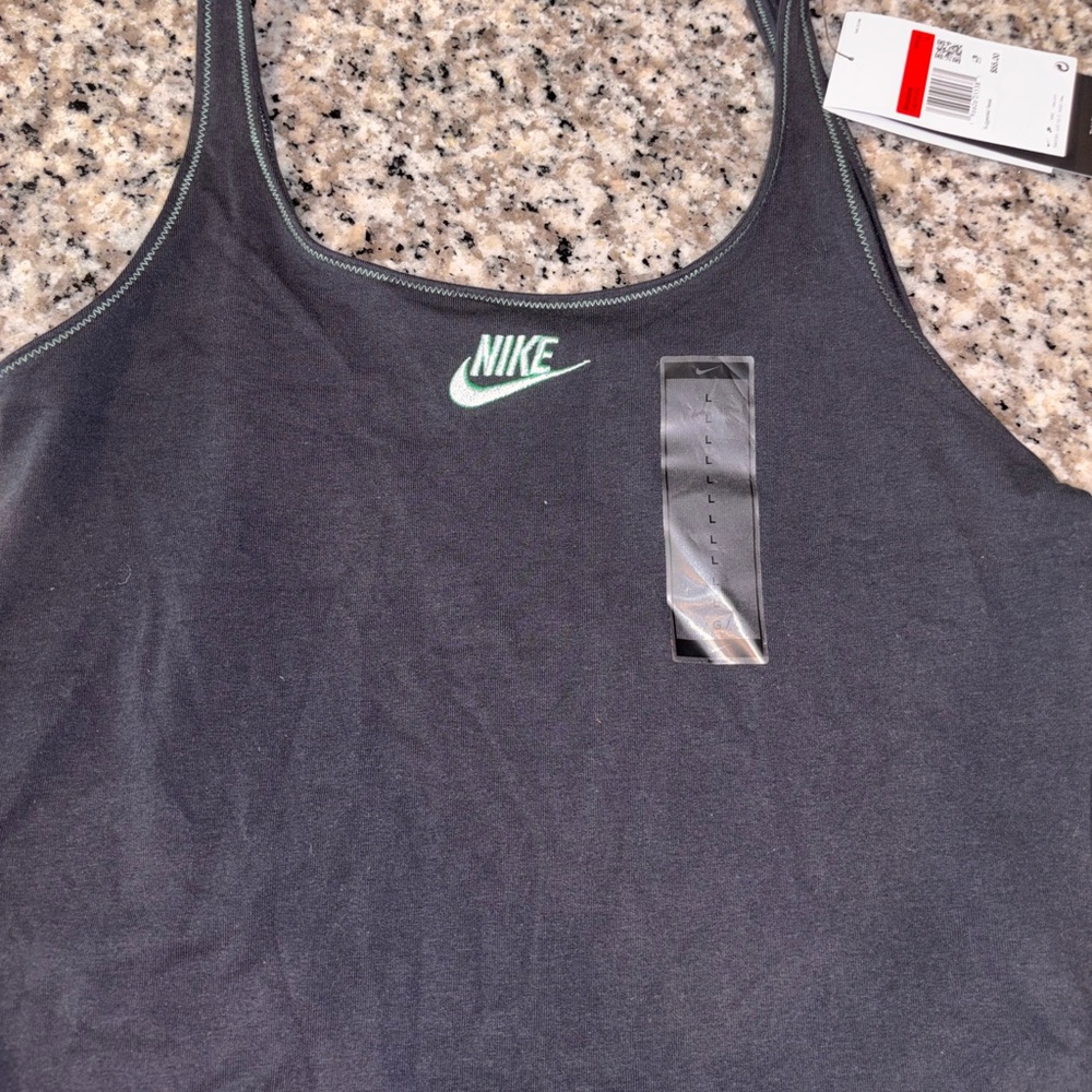 Nike Charcoal Tank with Mint Logo